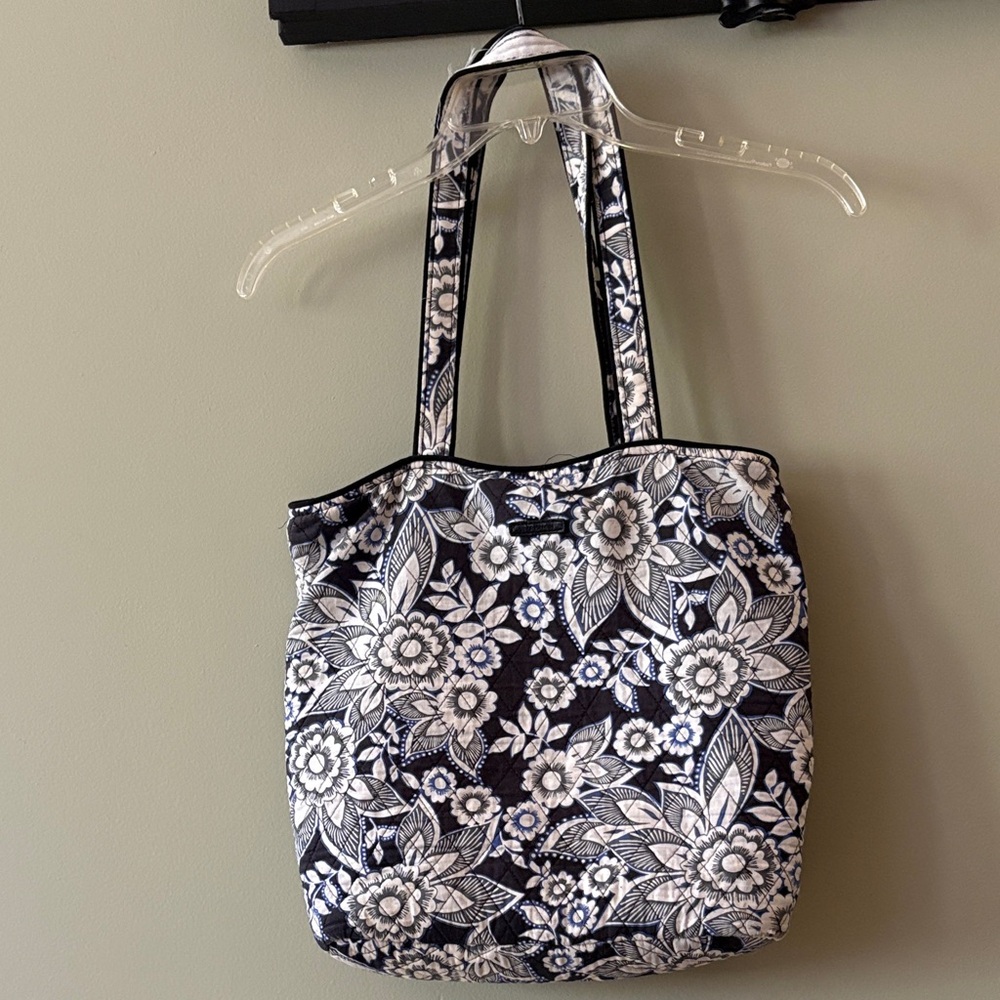 Vera Bradley Black and White Floral Quilted Tote